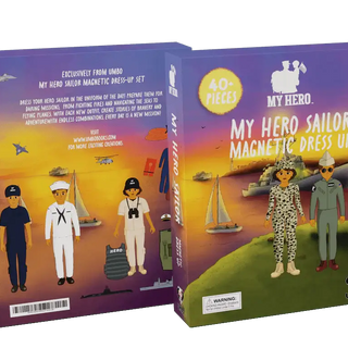 My Hero Sailor Magnetic Dress-Up set packaging features colorful illustrations and 40 pieces for imaginative play.