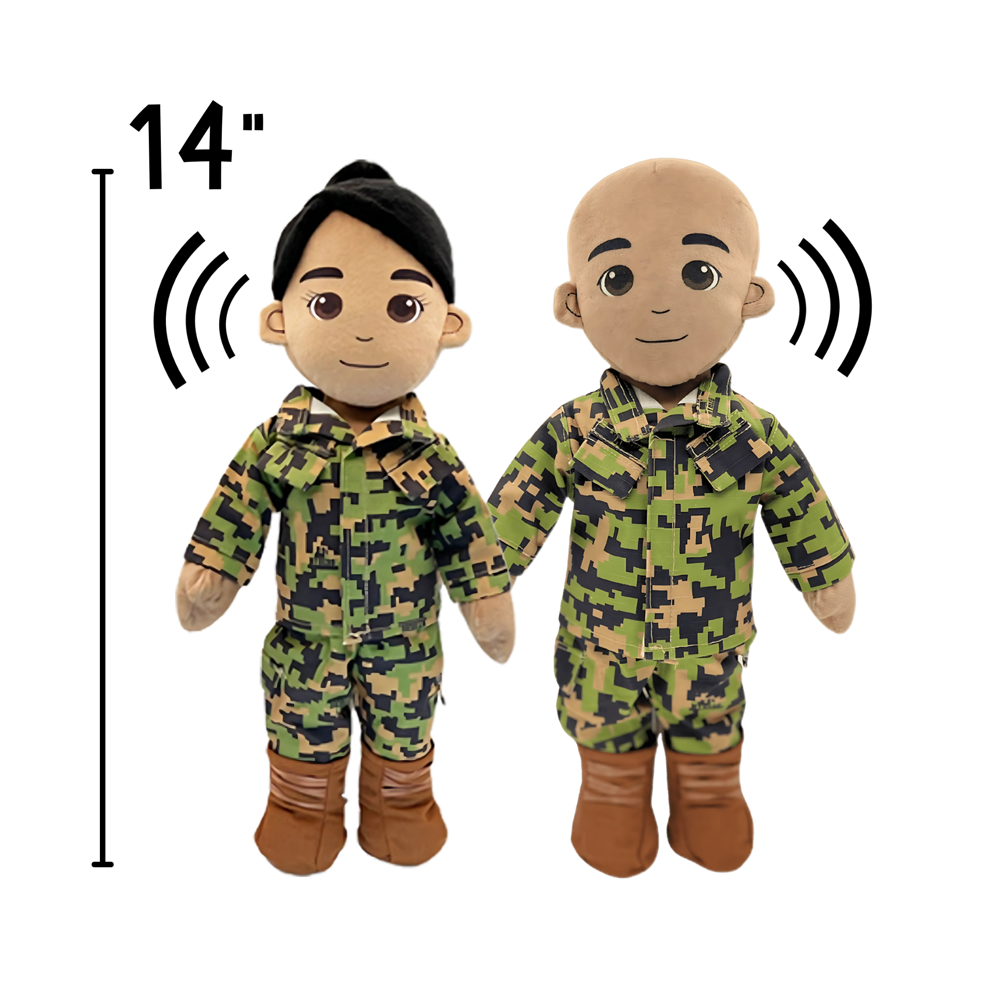 Recordable Marine Corps doll – comforting USMC plush in camo with custom message from deployed Marine parent.