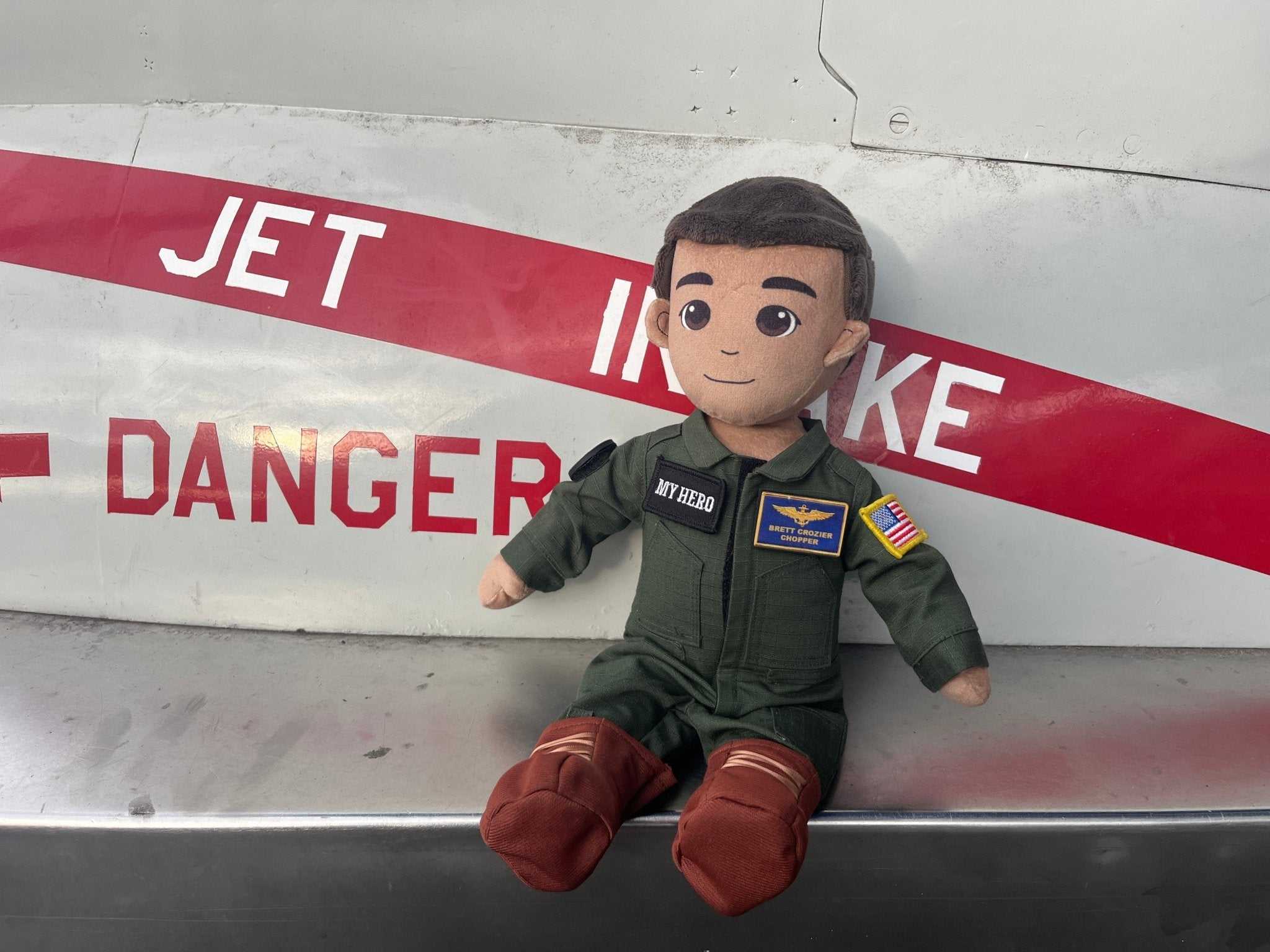 military aviator daddy doll, pilot daddy doll, customizable military doll, recordable deployment doll, flight suit plush doll, Air Force daddy doll, Navy pilot plush, Army aviator doll, Marine Corps pilot toy, Coast Guard aviator plush, daddy doll in flight suit, military comfort doll for kids, deployment gift for military children, recordable plush for military families, My Hero of the Skies doll

