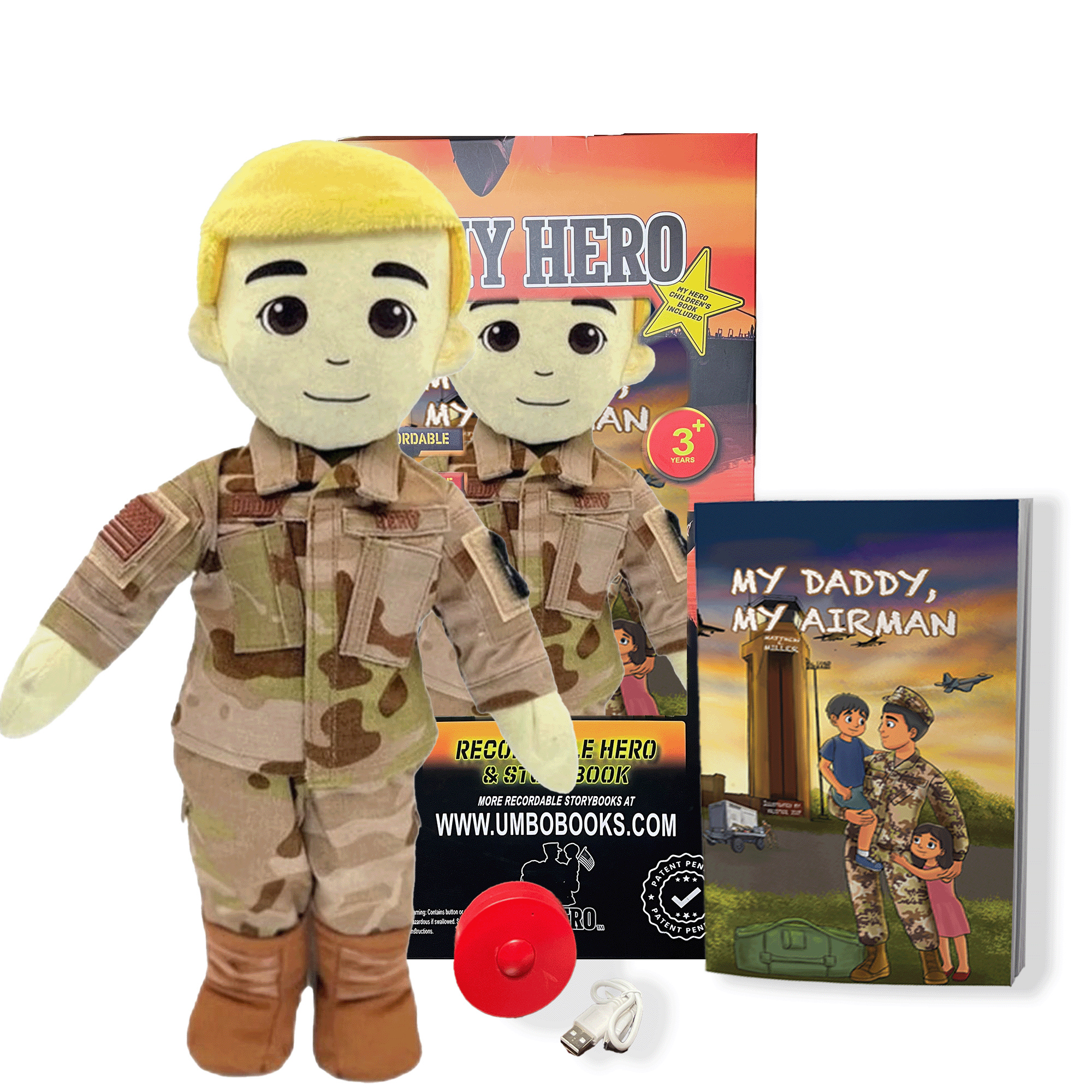 air force military plush daddy dolls & comfort doll with recordable voice. for military kids missing a deployed parent.