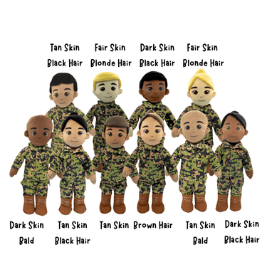 Daddy dolls for military children, recordable plush dolls with custom patches, perfect military deployment gift