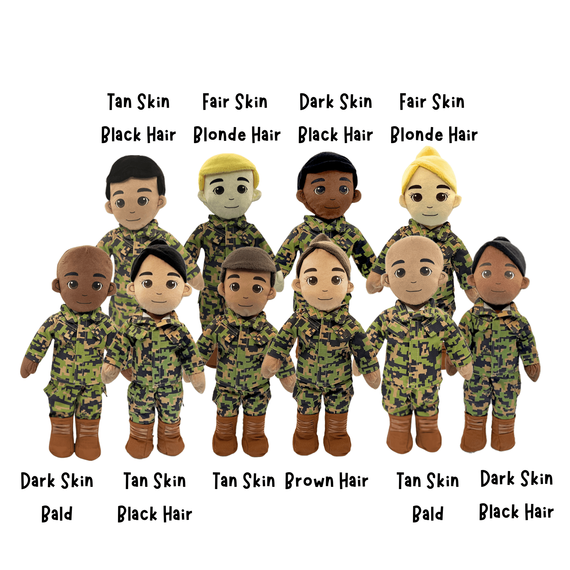 Daddy dolls for military children, recordable plush dolls with custom patches, perfect military deployment gift