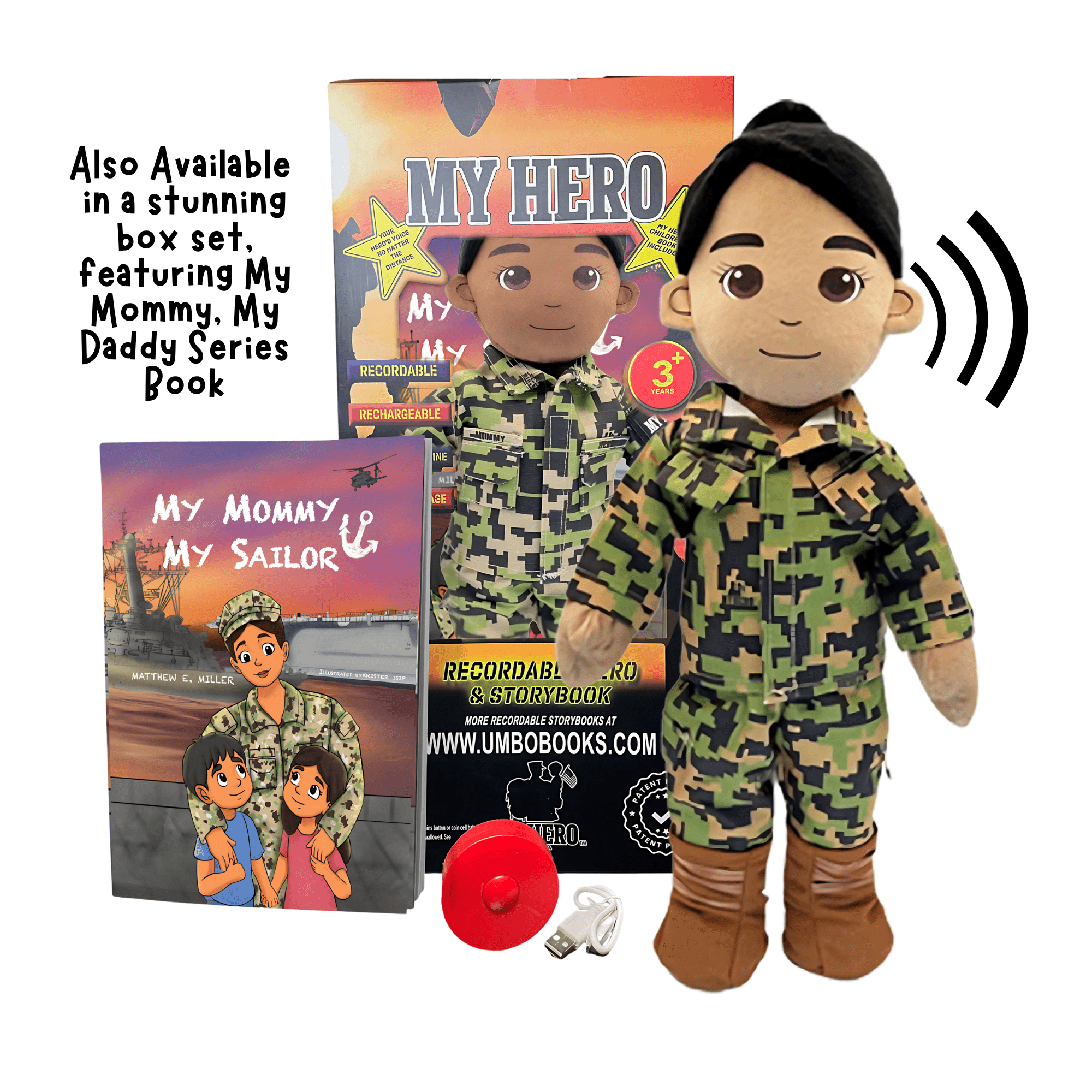 Daddy dolls for military children, recordable plush dolls with custom patches, perfect military deployment gift
