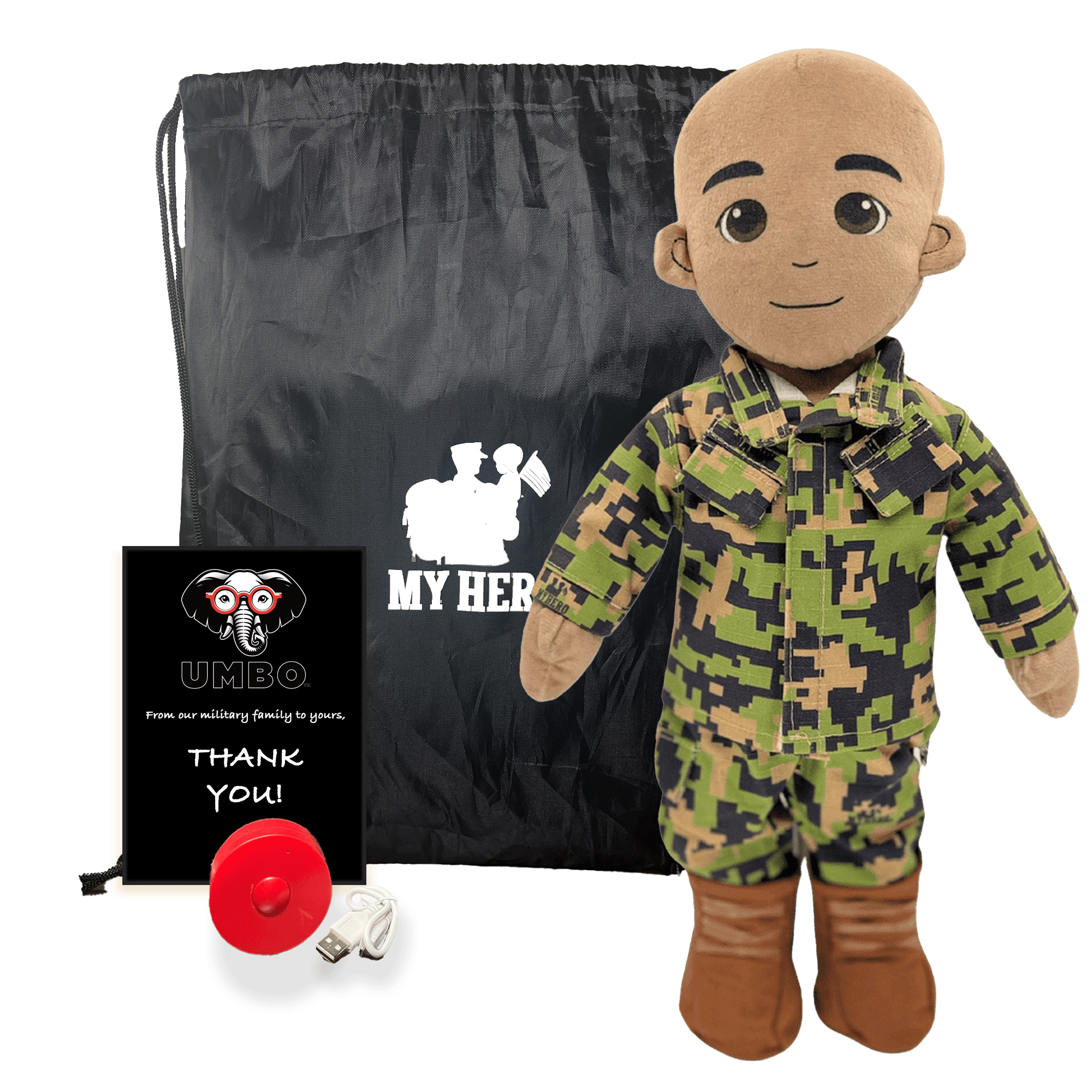 Daddy dolls for military children, recordable plush dolls with custom patches, perfect military deployment gift