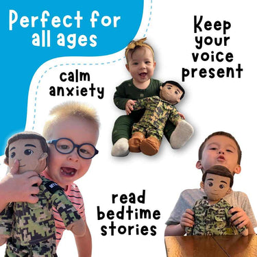 Air Force hero stuffed animal with voice message feature for deployment