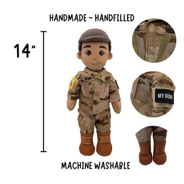 Air Force-themed comfort doll with drawstring tote bag