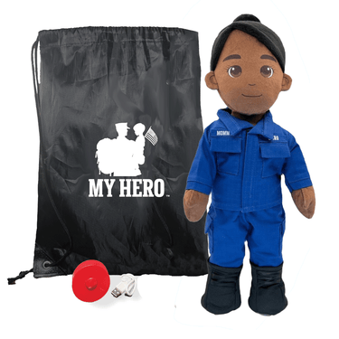 Hero plush doll for toddlers – military or first responder plush toy with recordable message and customizable uniform options