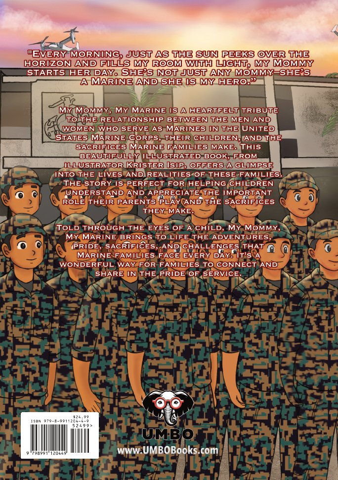 Illustration from a Marine Children's book showing a marines in formation and a cv-22 osprey flying